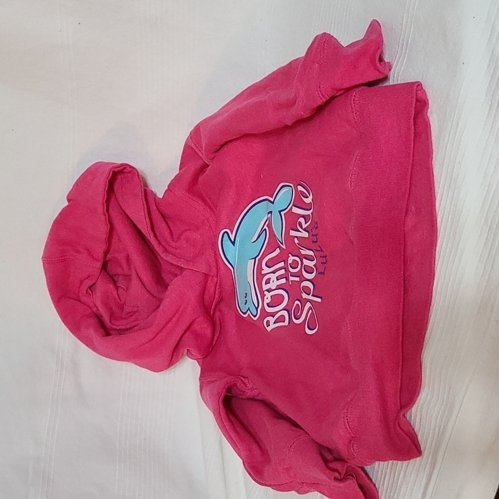 Rabbit Skins Lulu's Toddler Girls Sweatshirt Hoodie Sparkly Dolphin HotPink Sz 2